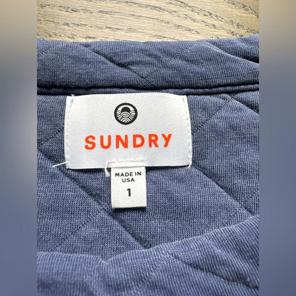 Sundry Quilted Cropped Sweatshirt Pullover In Pigment Moonlight Blue Size 1 - Picture 7 of 15